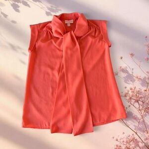 Matthew Williamson coral sleeveless blouse with concealed placket and front tie